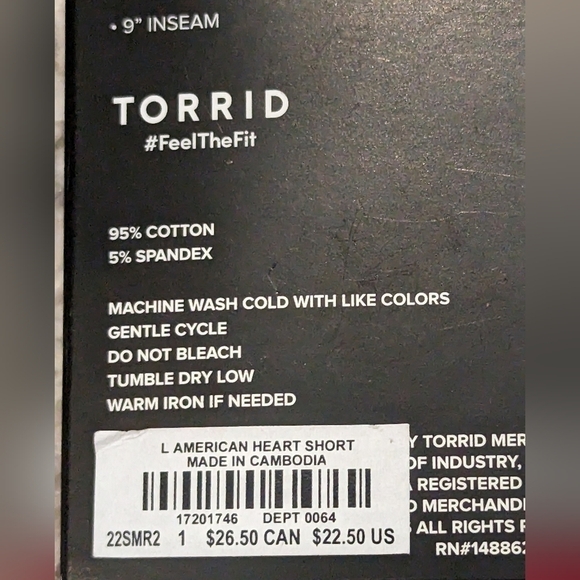 Torrid Red heart americana, 9 Inch, Bike Short, Size 1x - Picture 9 of 11